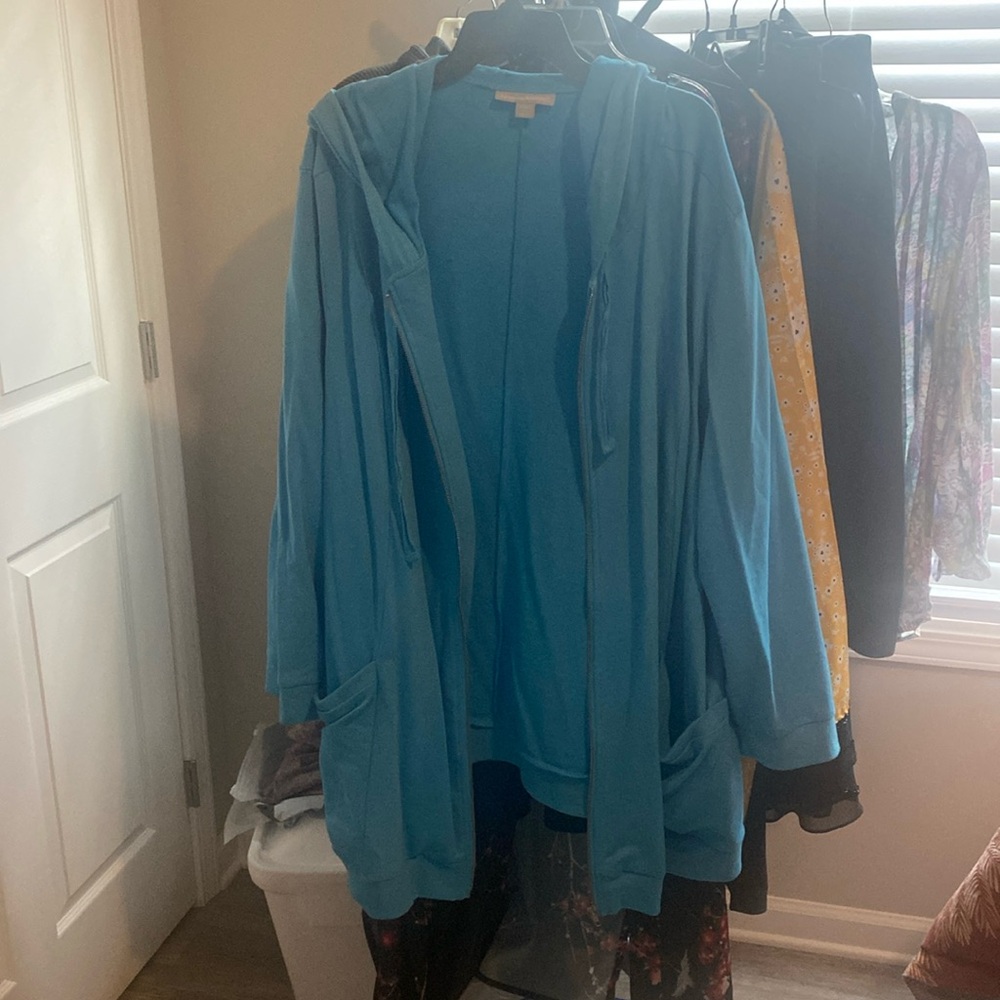 Baby blue woman within hoodie light weight